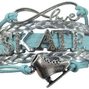 Girls Figure Skating Bracelet - Blue Rhinestone